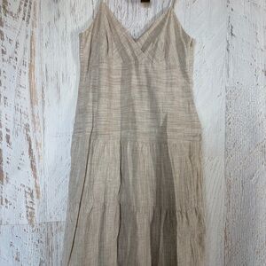 Banana Republic Neutral Tiered Linen Blend Maxi Dress